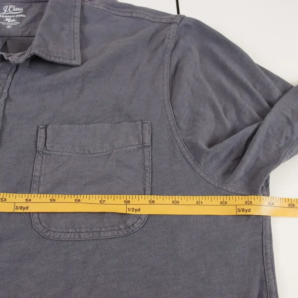 J Crew Garment Dyed Harbor Slub Cotton Gray Long Sleeve Button Shirt Mens XL